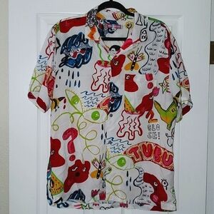Urban Outfitters Men's Doodle Short Sleeve Shirt Size Medium